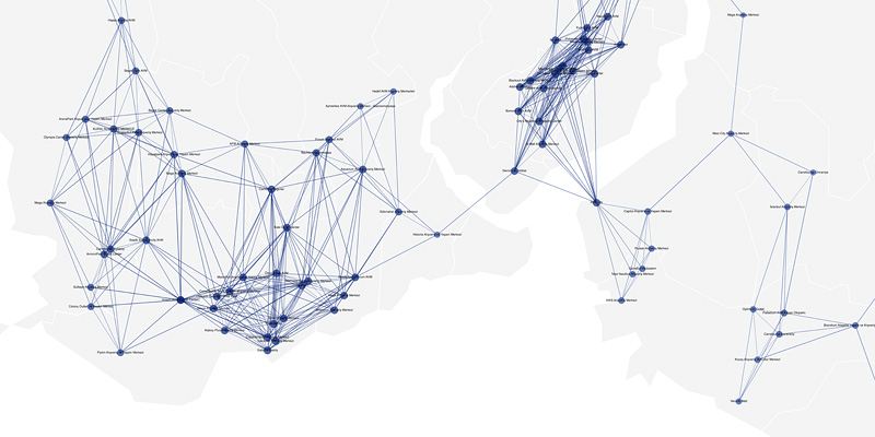 Network of Shopping Malls, Istanbul Design Biennale 2012, Burak Arikan Network of Shopping Malls, Istanbul Design Biennale 2012, Burak Arikan